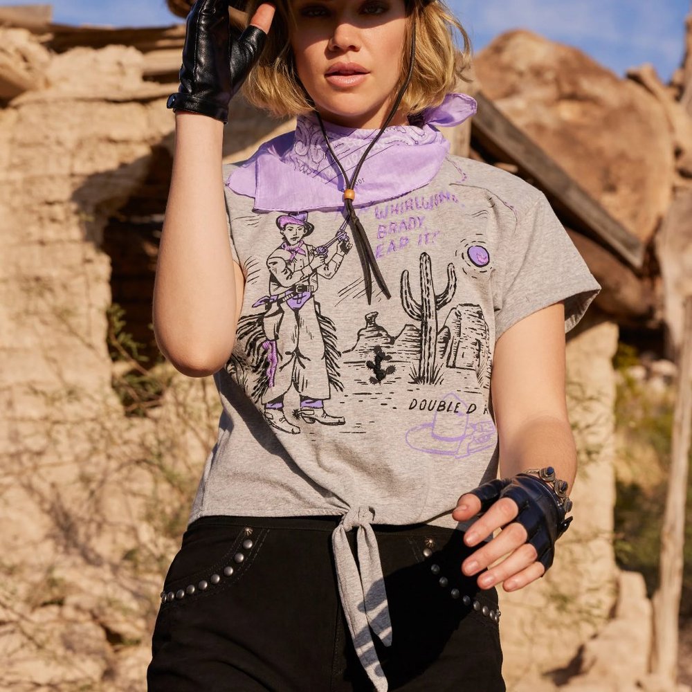 NWT Double D Ranch Reap the Whirlwind Tee Boho Bohemian Western Casual